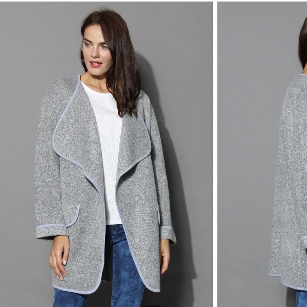 Chicwish Gray Knit Open Front Cardigan